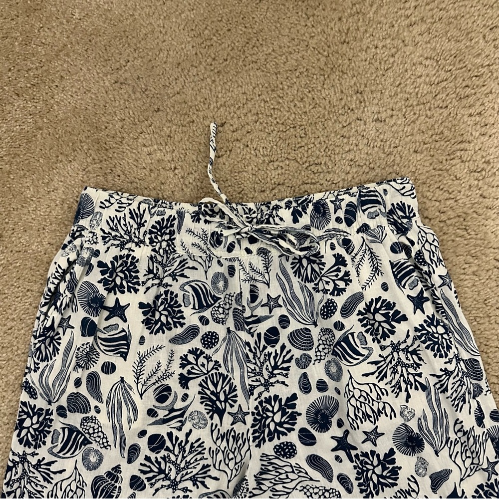 Sigrid Olsen Nautical Print Linen Blend Pants in‎ White & Navy Size Large VGUC - Picture 3 of 7